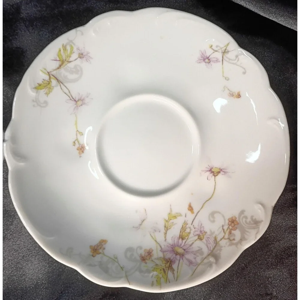 A. Lanternier Limoges France Purple Floral Saucer